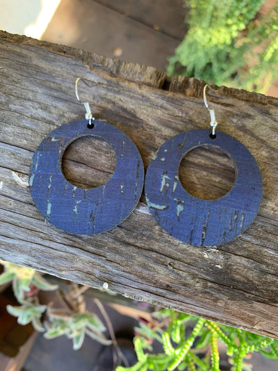 Navy Cork Hoop Earring - Jill's Jewels | Unique, Handcrafted, Trendy, And Fun Jewelry