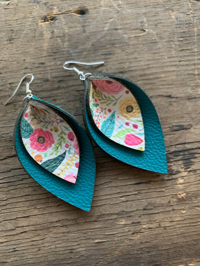 Teal Spring Floral Earrings - Jill's Jewels | Unique, Handcrafted, Trendy, And Fun Jewelry