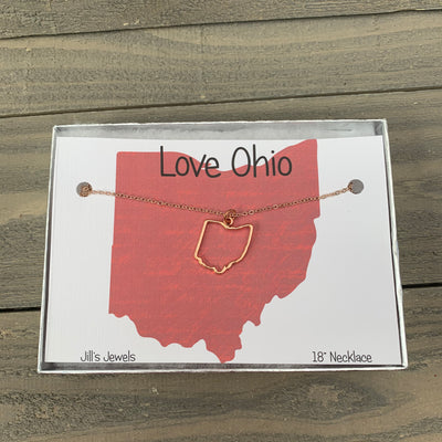 Ohio Cutout Necklace - Silver, Gold or Rose Gold - Jill's Jewels | Unique, Handcrafted, Trendy, And Fun Jewelry