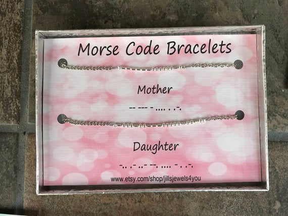 Morse Code Bracelet Mother Daughter, Morse Code Bracelet Women