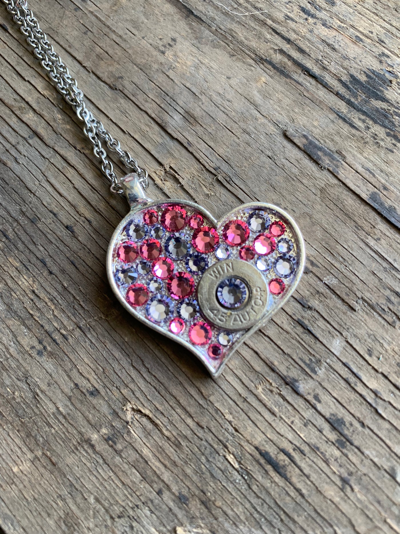Rhinestone Bullet Heart Necklace Lilac and Pink - Jill's Jewels | Unique, Handcrafted, Trendy, And Fun Jewelry