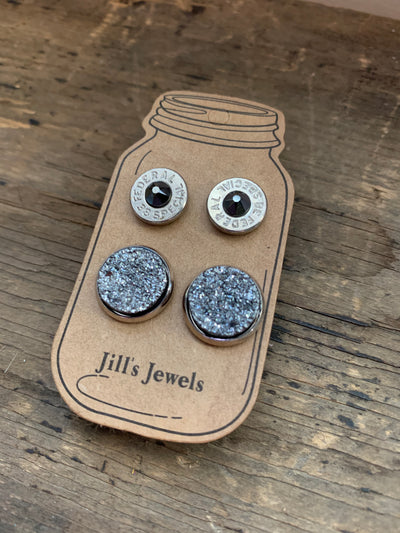 Grey Druzy and 38 Special bullet earring set - Jill's Jewels | Unique, Handcrafted, Trendy, And Fun Jewelry