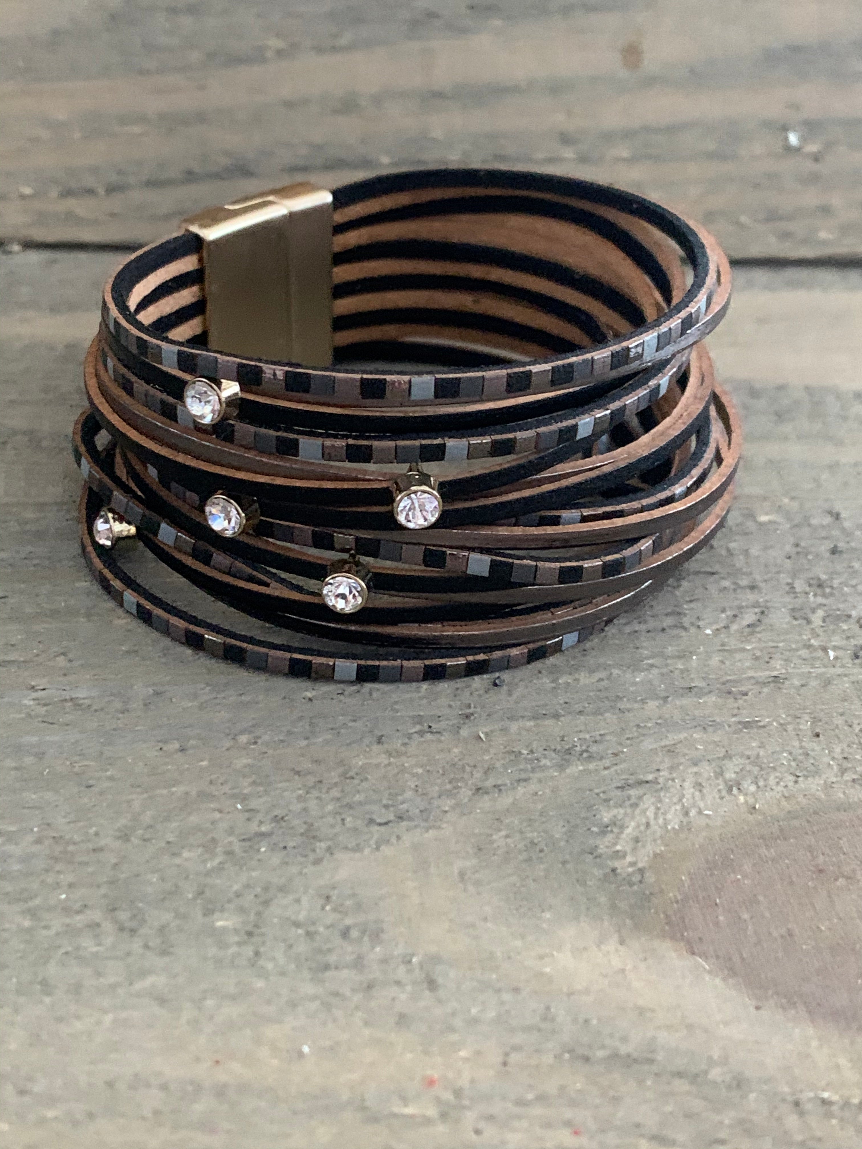 Black and grey inspired black and grey magnetic bracelet Black Lava & Grey Gemstone Bracelets main image 4