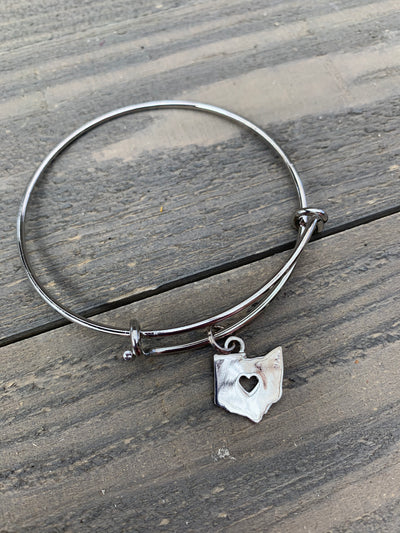 Ohio Heart Cutout Bangle Bracelet - Jill's Jewels | Unique, Handcrafted, Trendy, And Fun Jewelry