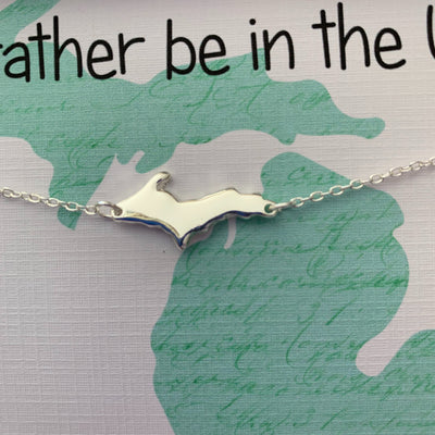 Michigan UP Necklace- Silver - Jill's Jewels | Unique, Handcrafted, Trendy, And Fun Jewelry