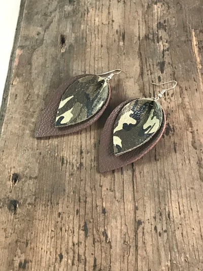Green and Brown Camo Earrings - Jill's Jewels | Unique, Handcrafted, Trendy, And Fun Jewelry