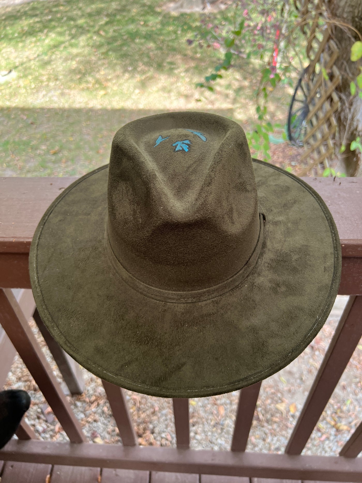 Olive Painted Floral Rancher Hat