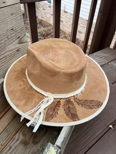 Tan Two Tone Feather Rancher Hat