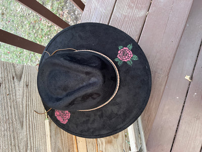 Black Rose Painted Hat