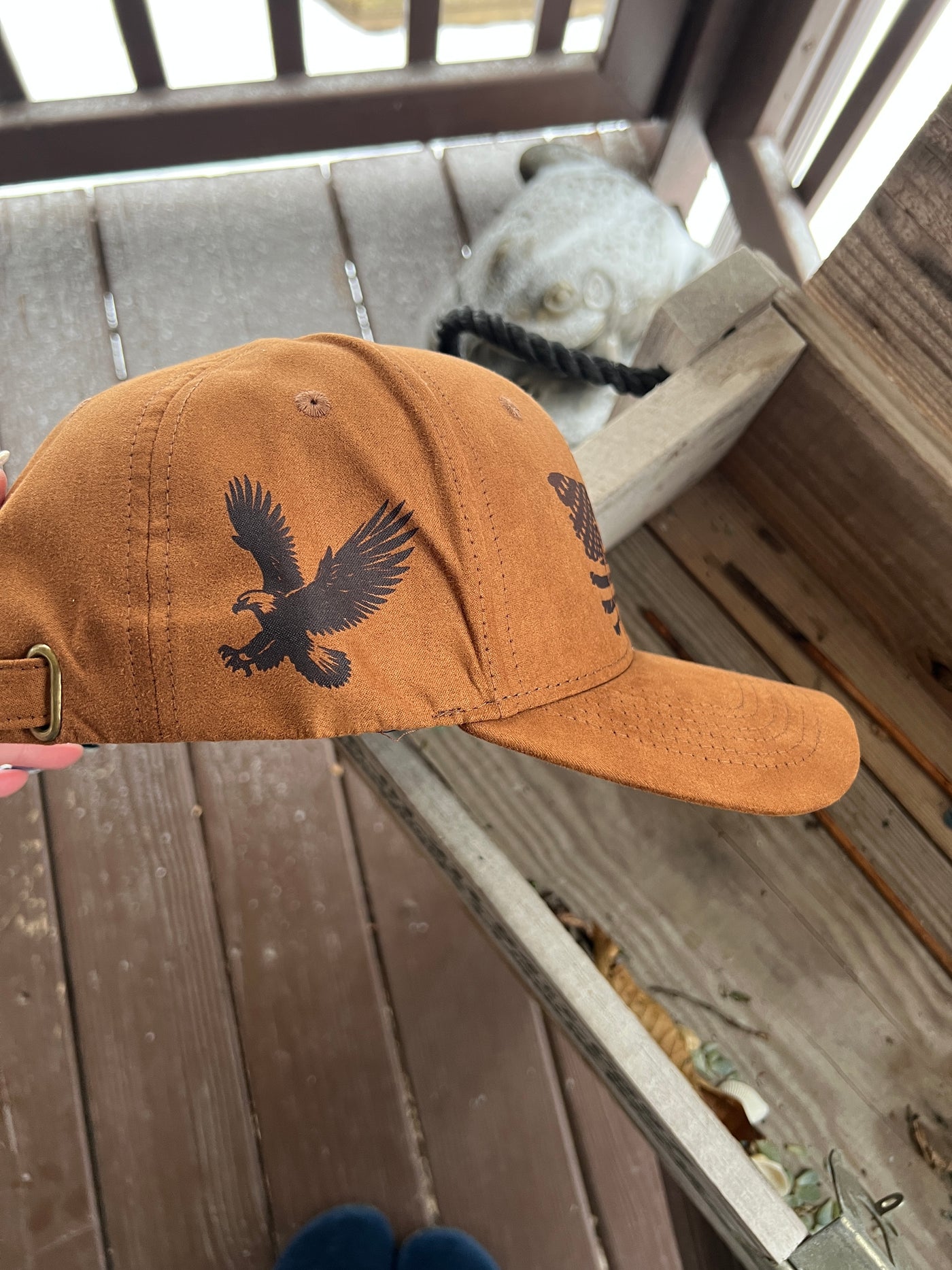 Distressed Flag and Eagle Burned Baseball Cap