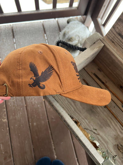Distressed Flag and Eagle Burned Baseball Cap