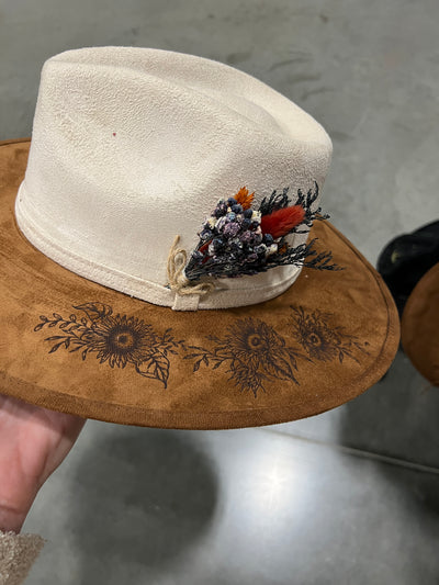 Two Tone Cream and Saddle Sunflower Hat