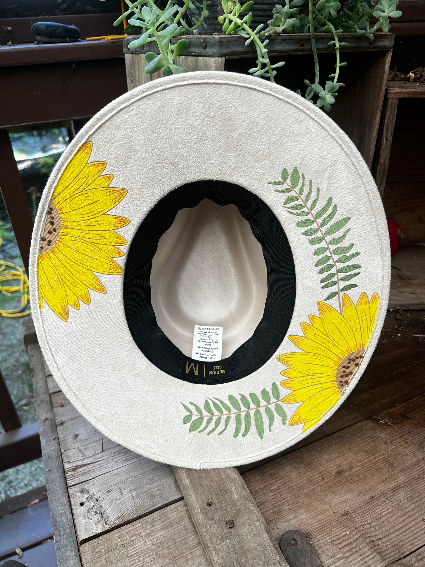 Ivory Painted Sunflower Hat