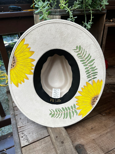 Ivory Painted Sunflower Hat