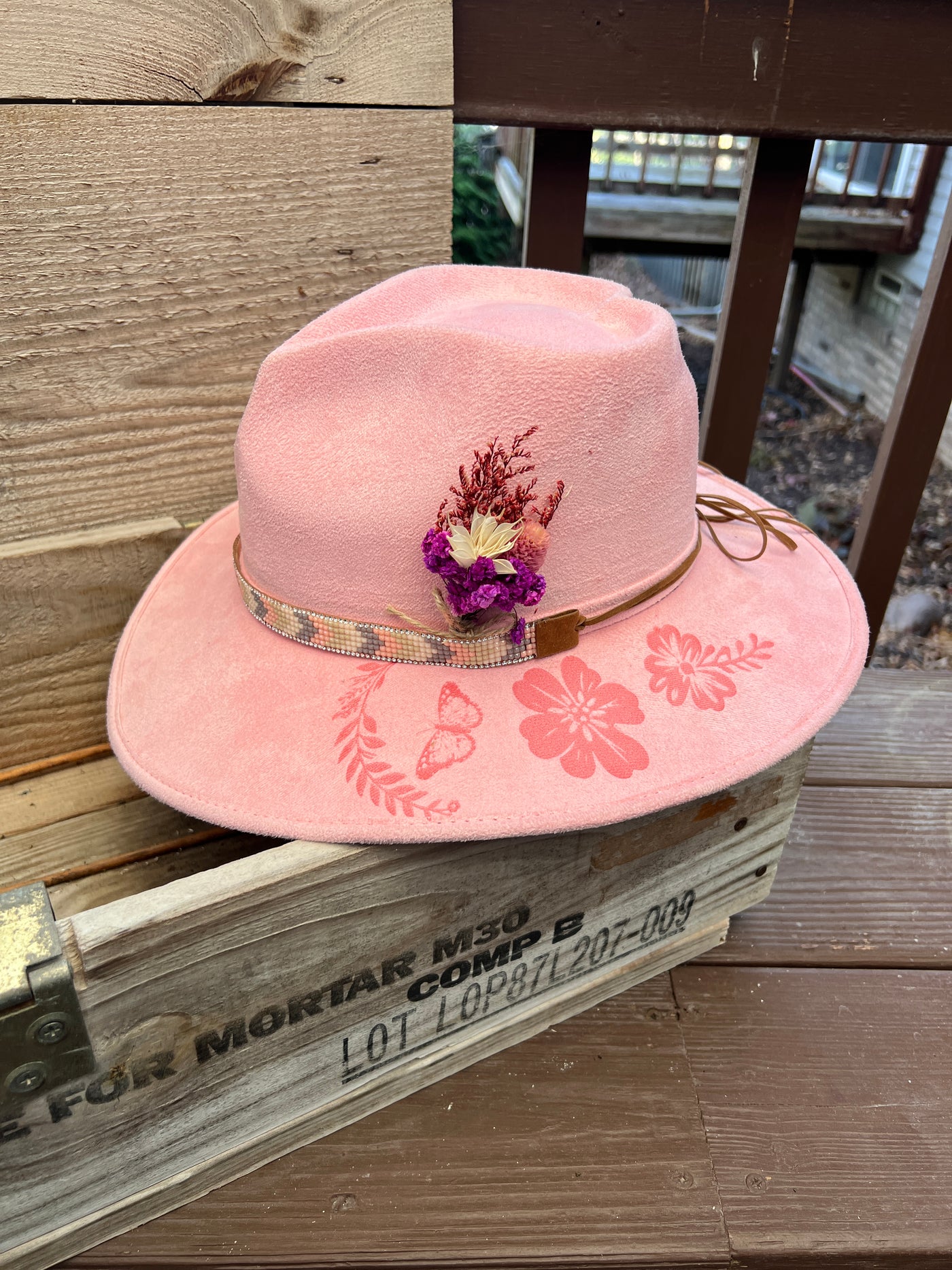 Baby Pink Floral Heart Crown Hat
