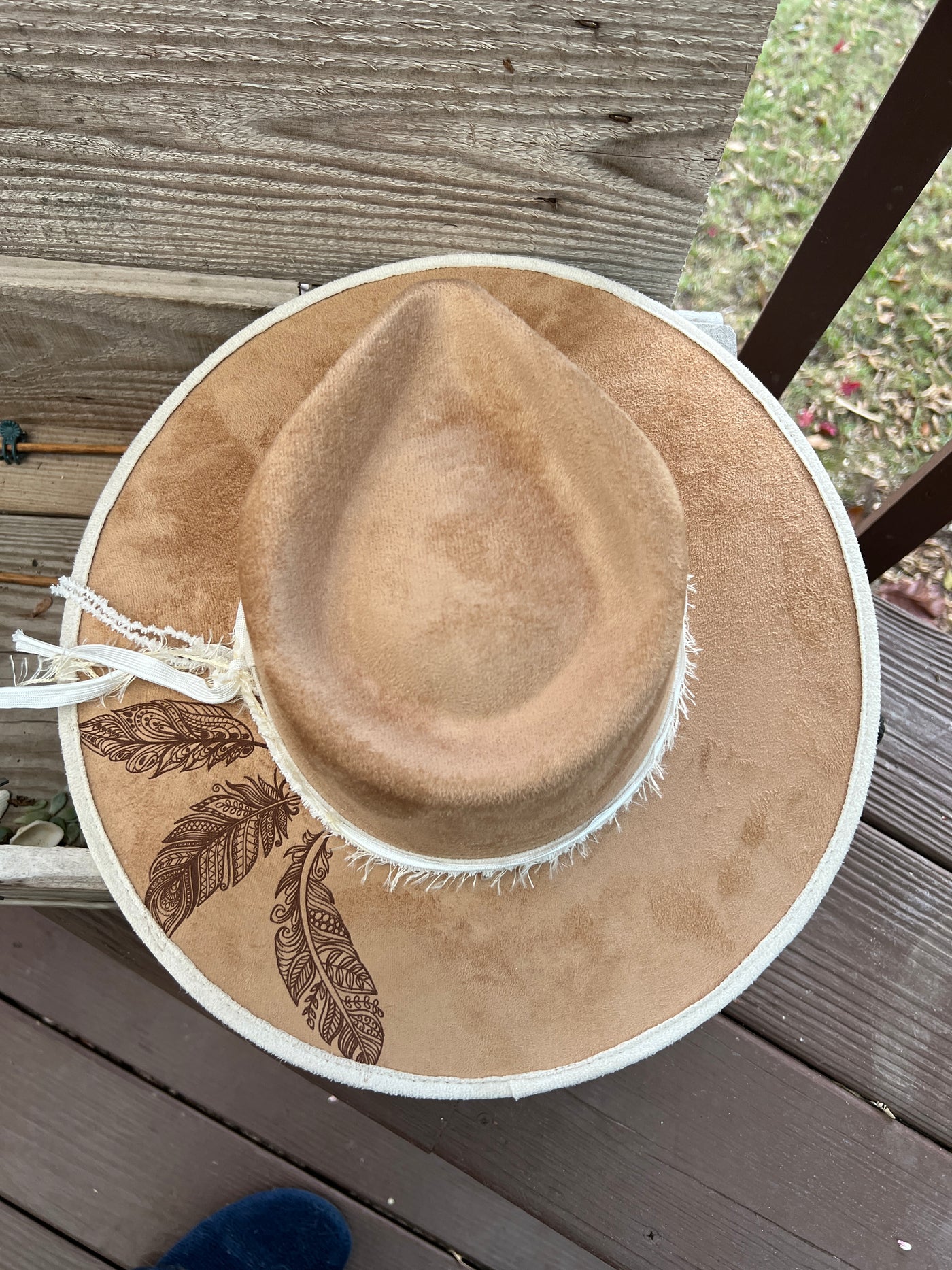 Tan Two Tone Feather Rancher Hat