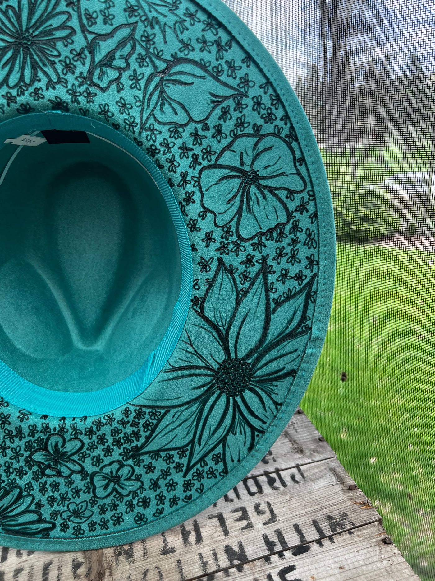 Teal Sunflower Floral Microfiber Hat