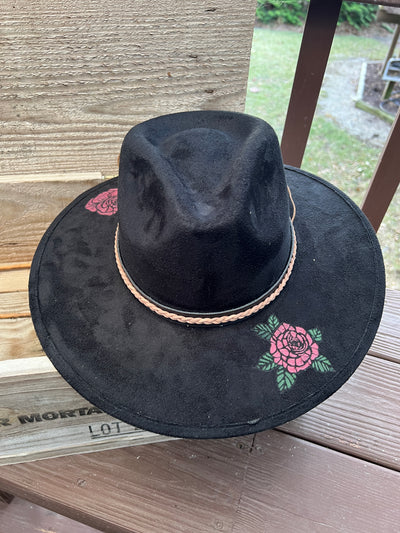 Black Rose Painted Hat