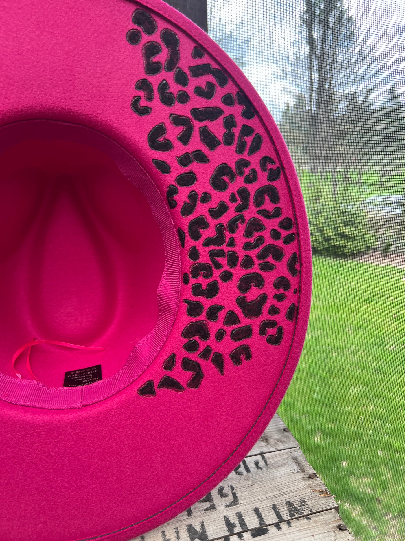 Hot Pink leopard Felt Hat