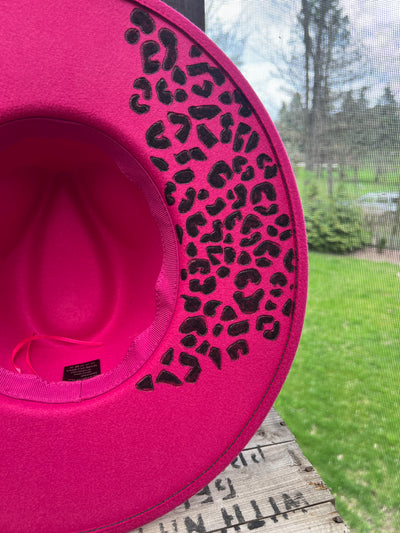 Hot Pink leopard Felt Hat