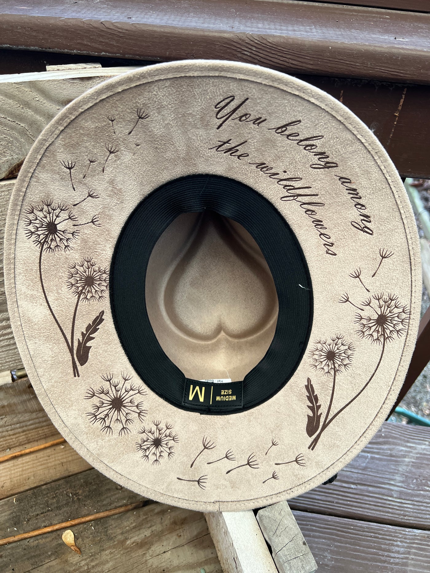 Tan Dandelion Heart Crown Hat