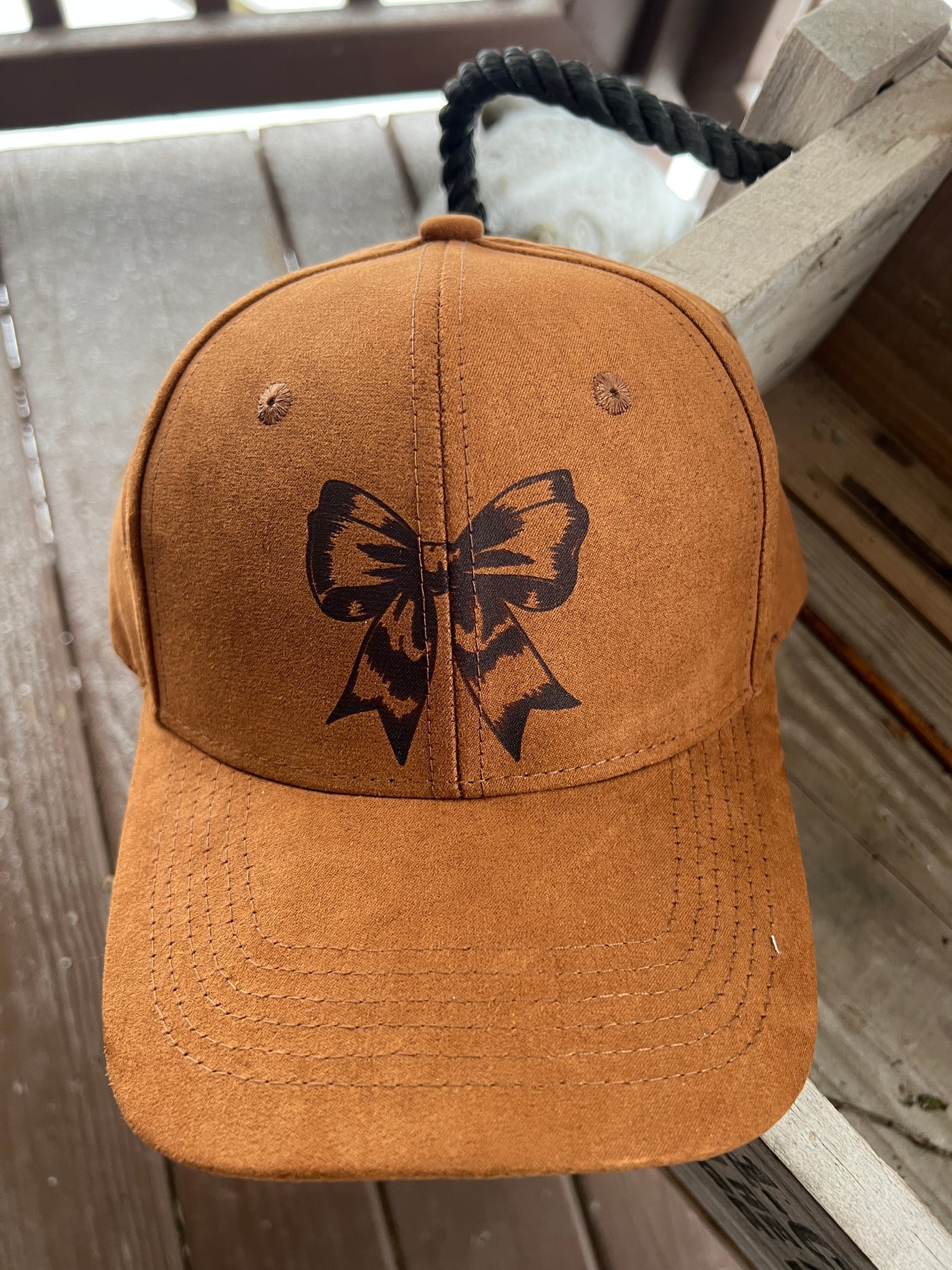 Bow Design Burned Baseball Cap