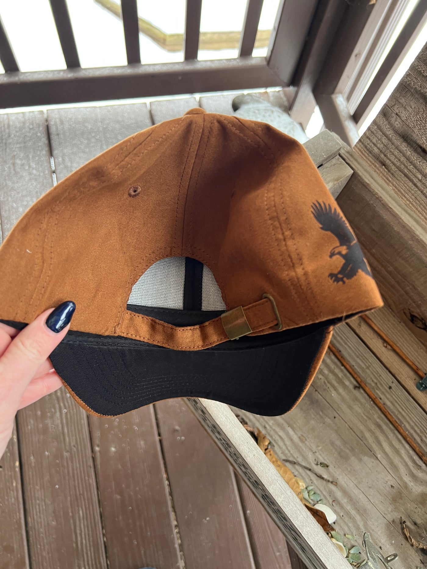 Distressed Flag and Eagle Burned Baseball Cap