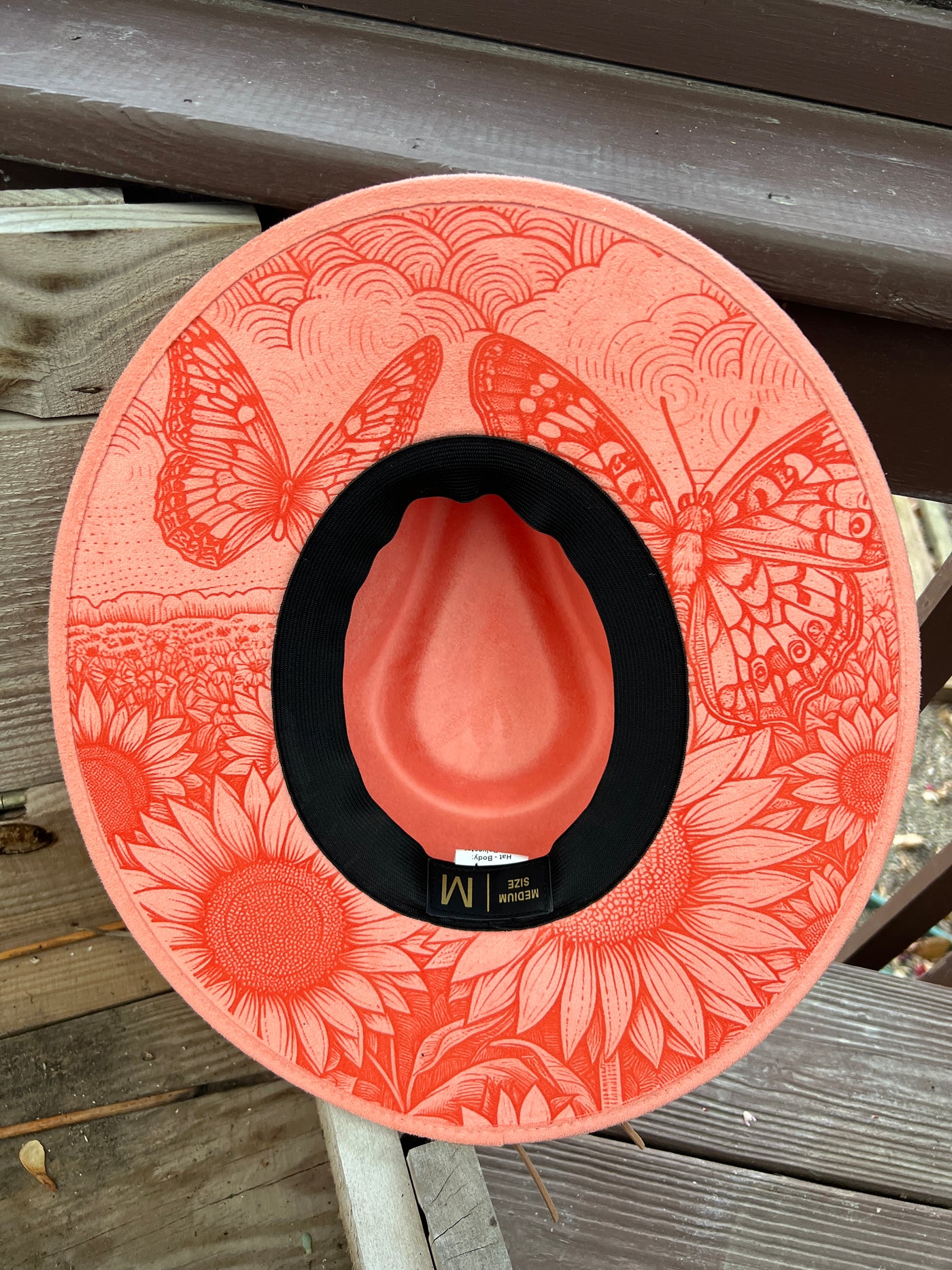 Bright Coral Butterfly Field Rancher Hat