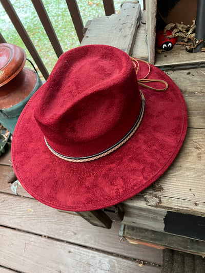 Maroon Red Feather Microfiber Hat