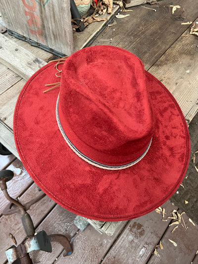 Maroon Red Feather Microfiber Hat