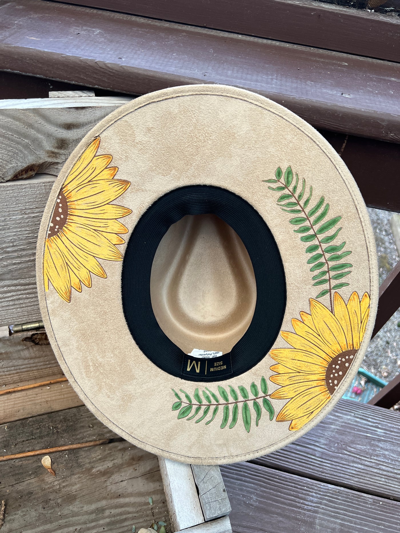 Tan Painted Sunflower Hat