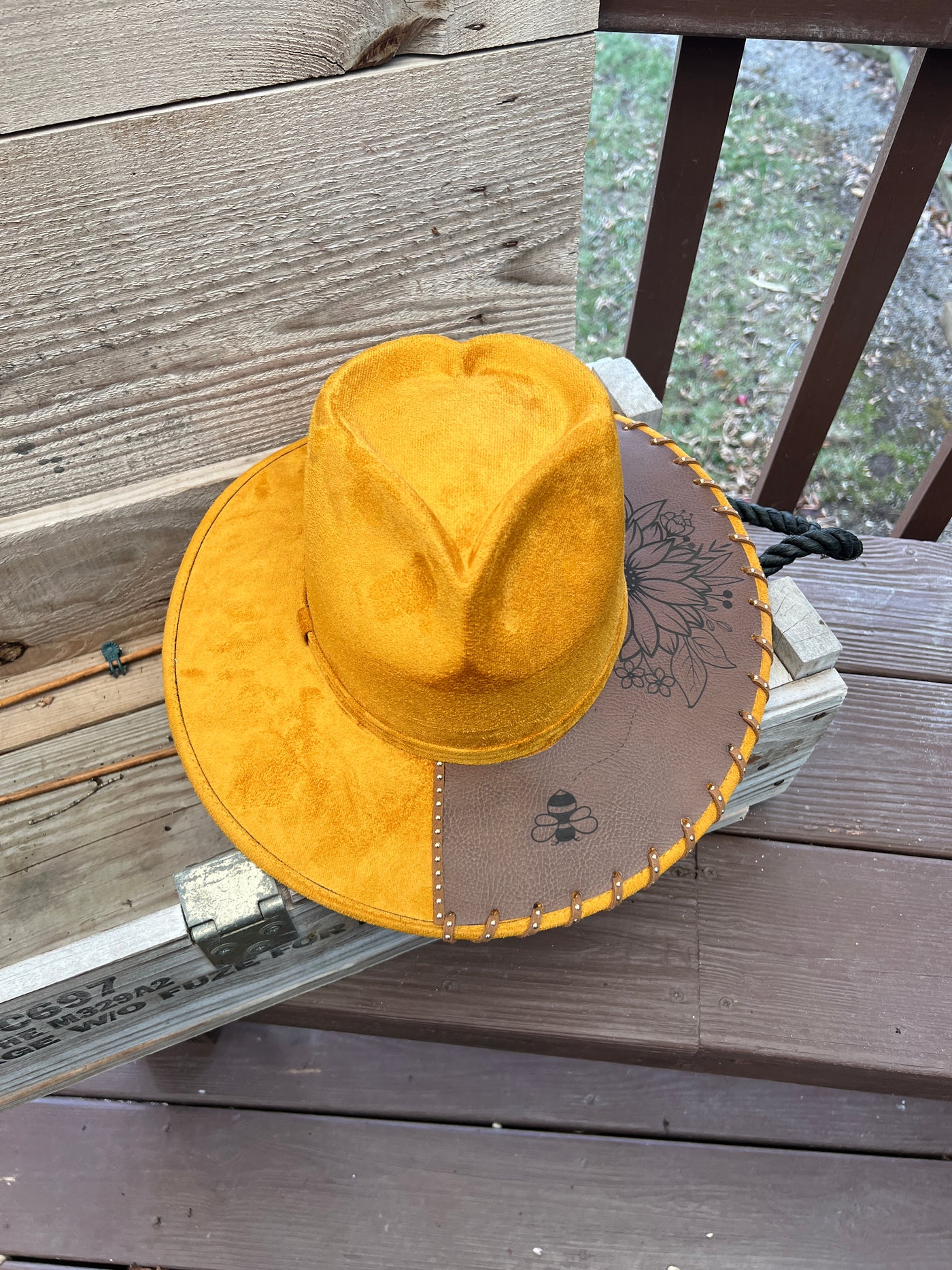 Mustard Sunflower Heart Crown Hat