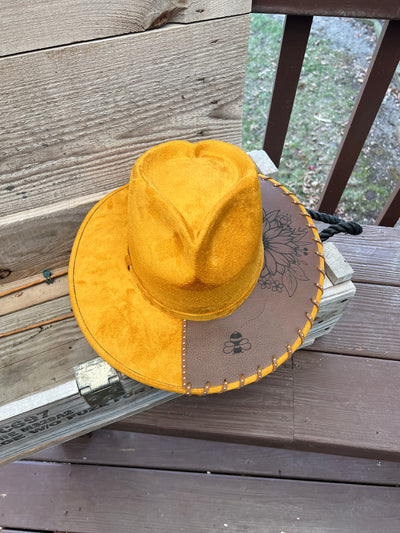 Mustard Sunflower Heart Crown Hat