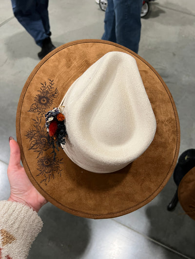 Two Tone Cream and Saddle Sunflower Hat