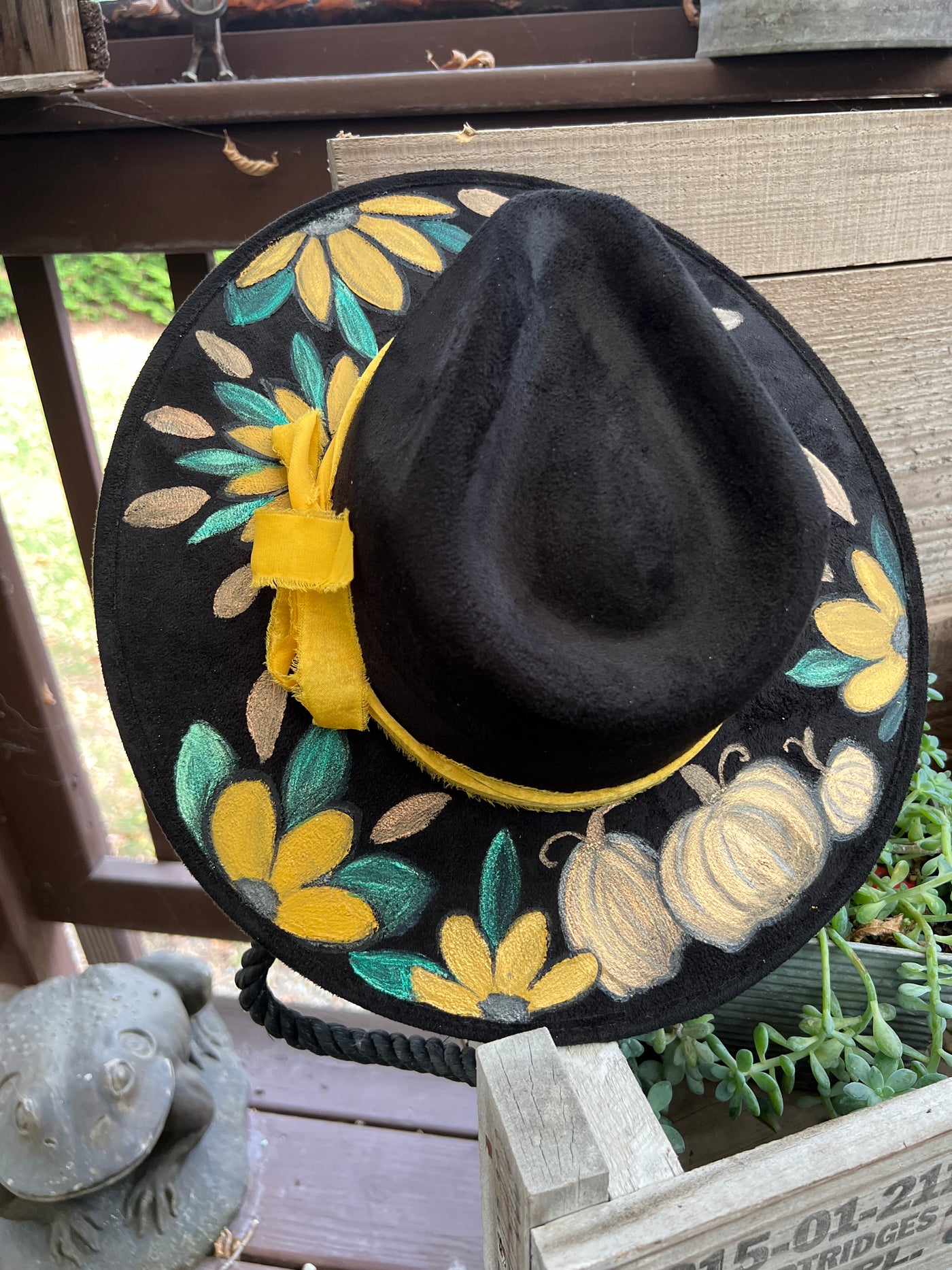Sunflower Harvest Painted Hat