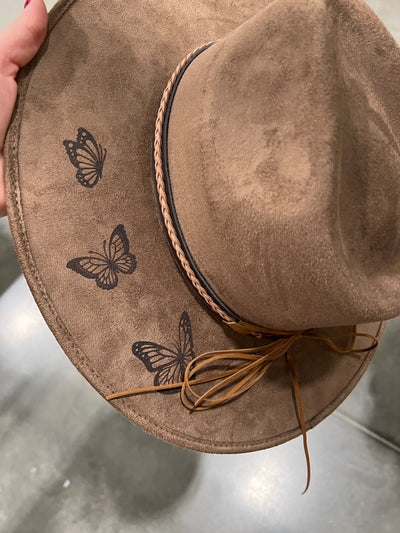 Mushroom Brown Butterfly Floral Hat