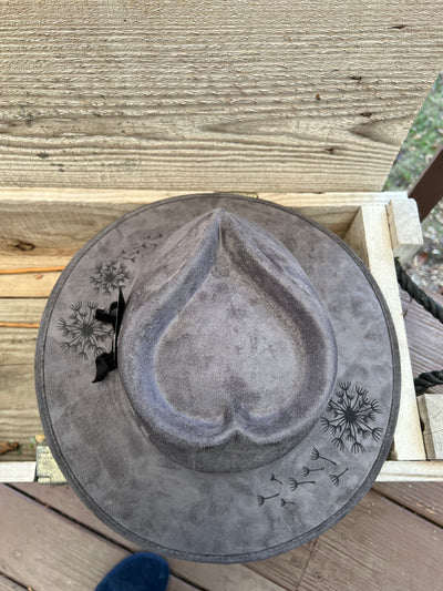 Grey Dandelion Heart Crown Hat
