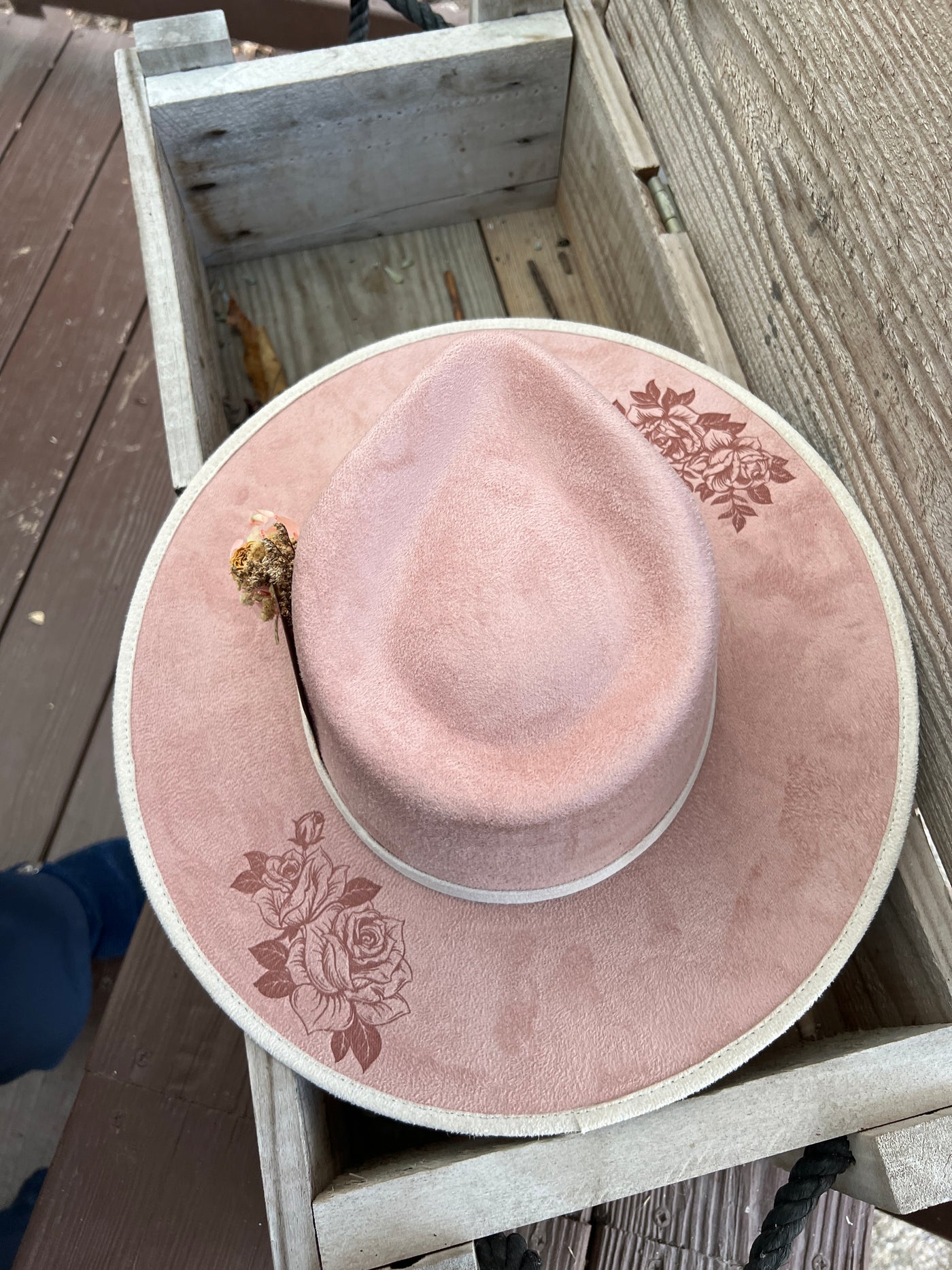 Blush Pink Rose Two Tone Rancher Hat