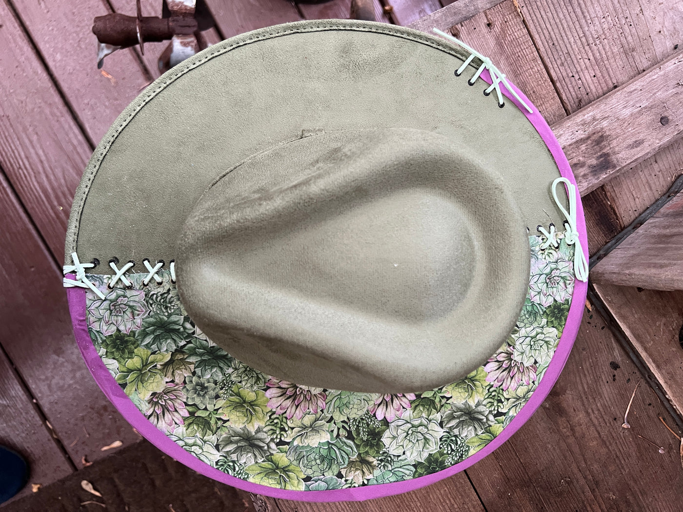 succulent hat Sage Green Boho Succulent Hat