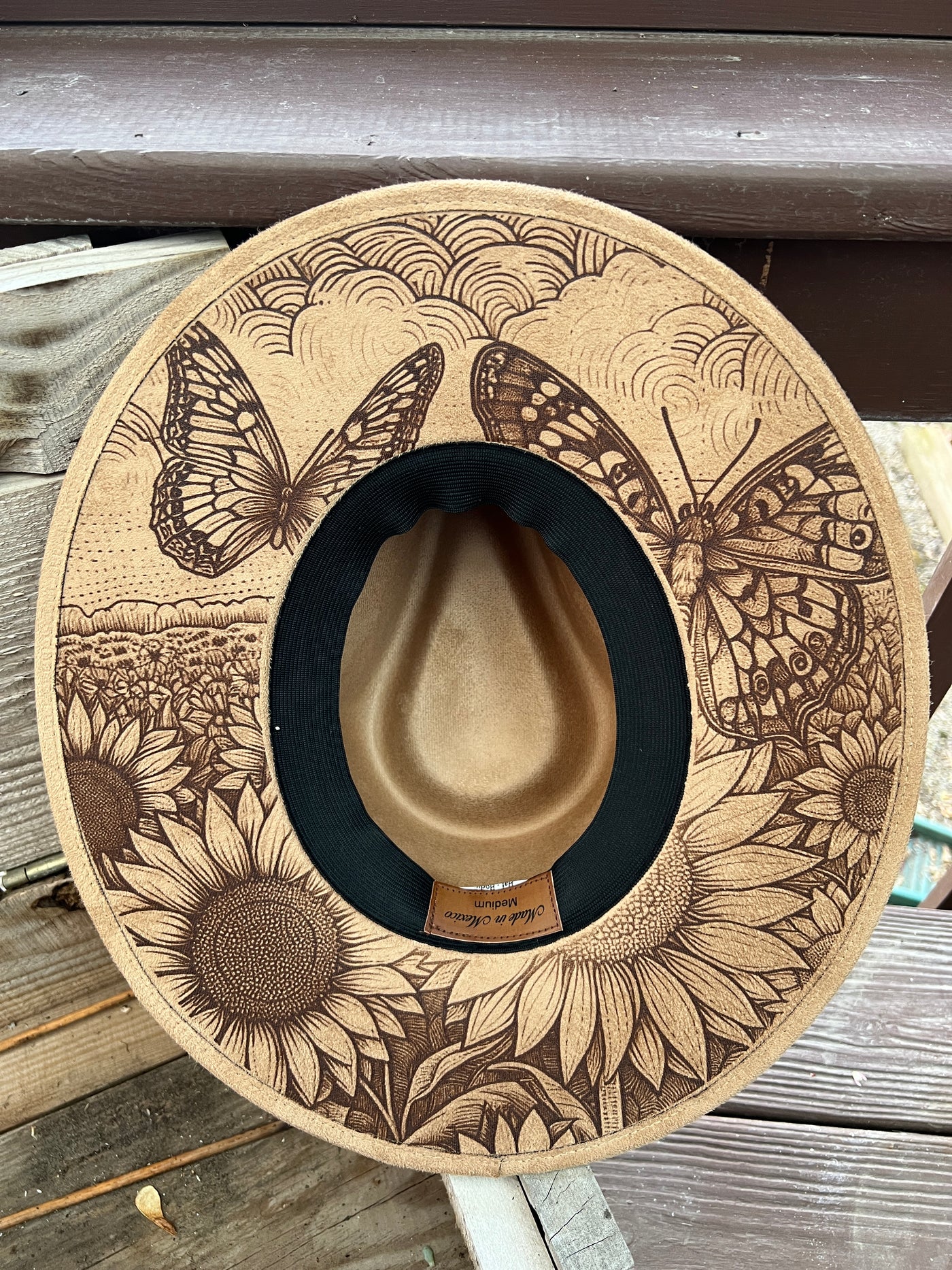 Tan Butterfly Flower Field Rancher Hat