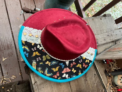 Maroon Red Boho Butterfly Hat