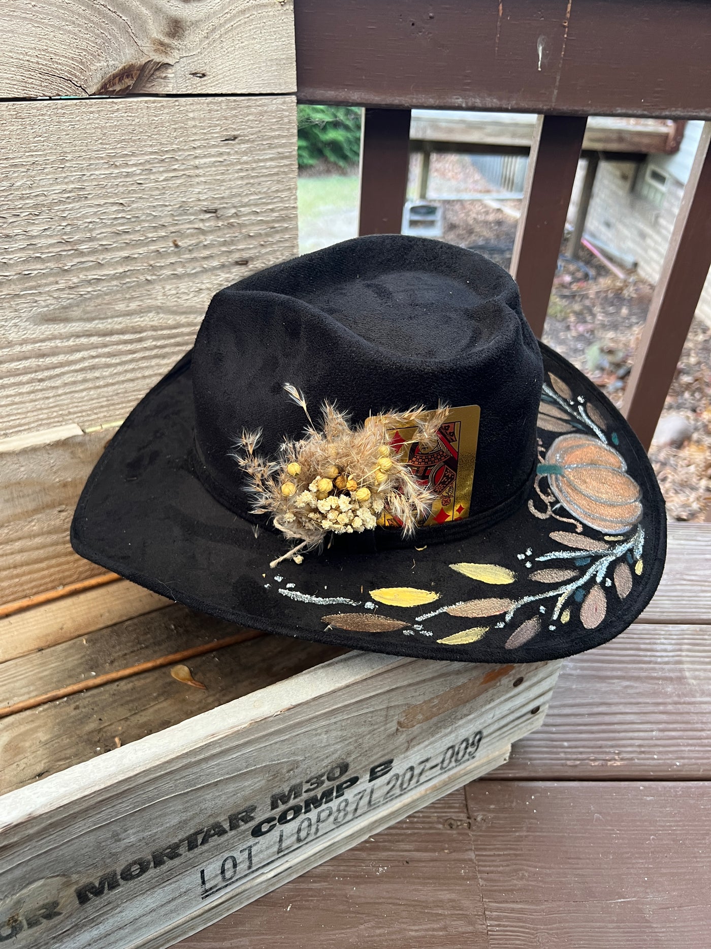 Black Cowgirl Harvest Painted Hat