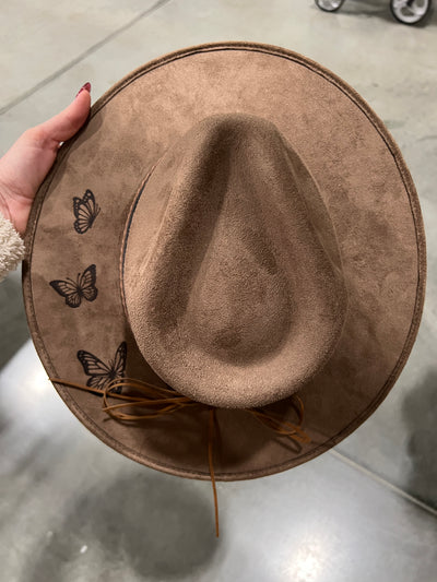 Mushroom Brown Butterfly Floral Hat