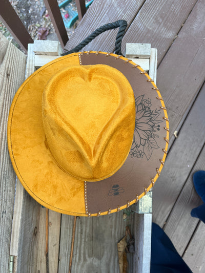 Mustard Sunflower Heart Crown Hat
