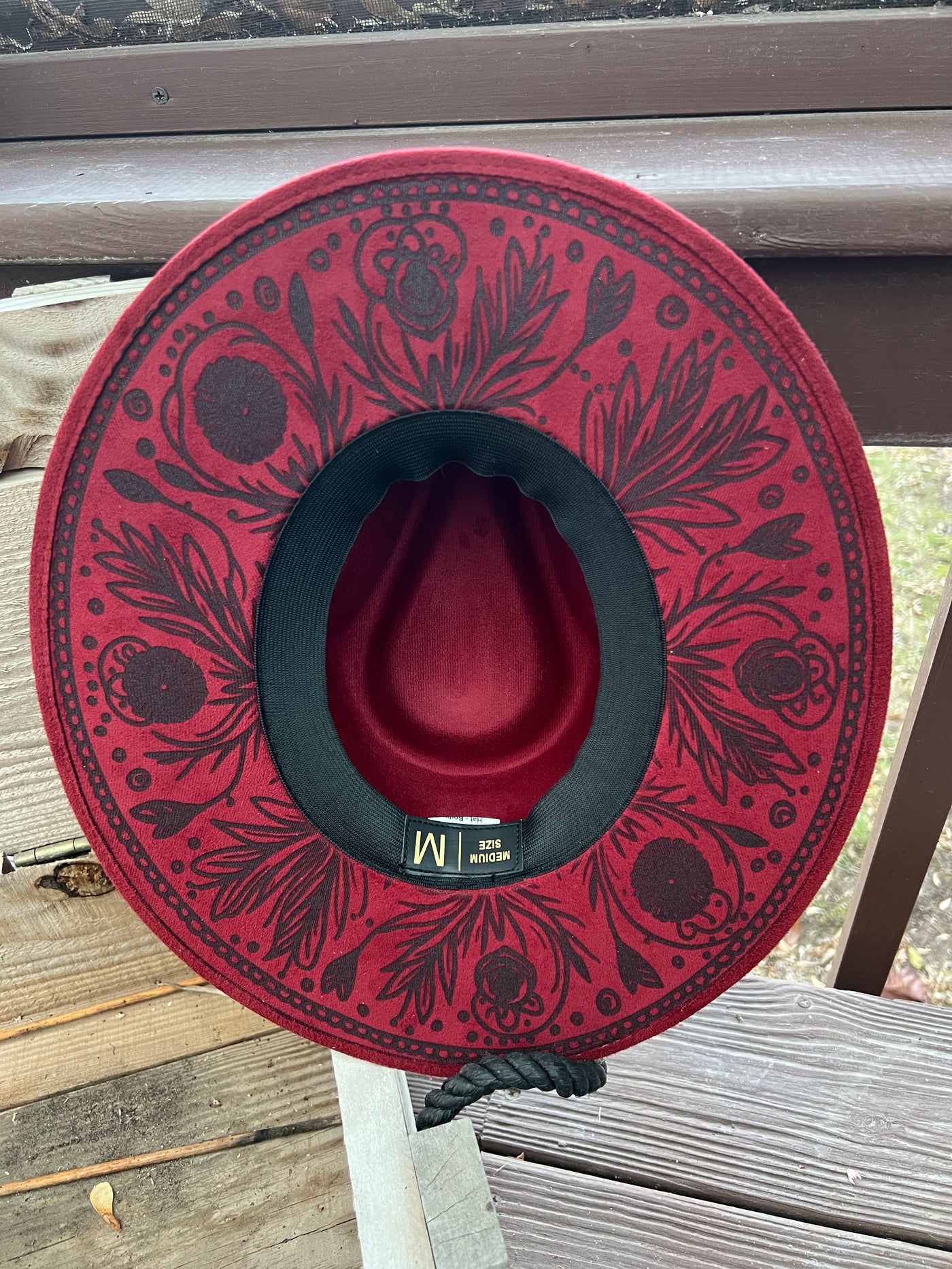 Maroon Flower Crown Rancher Hat