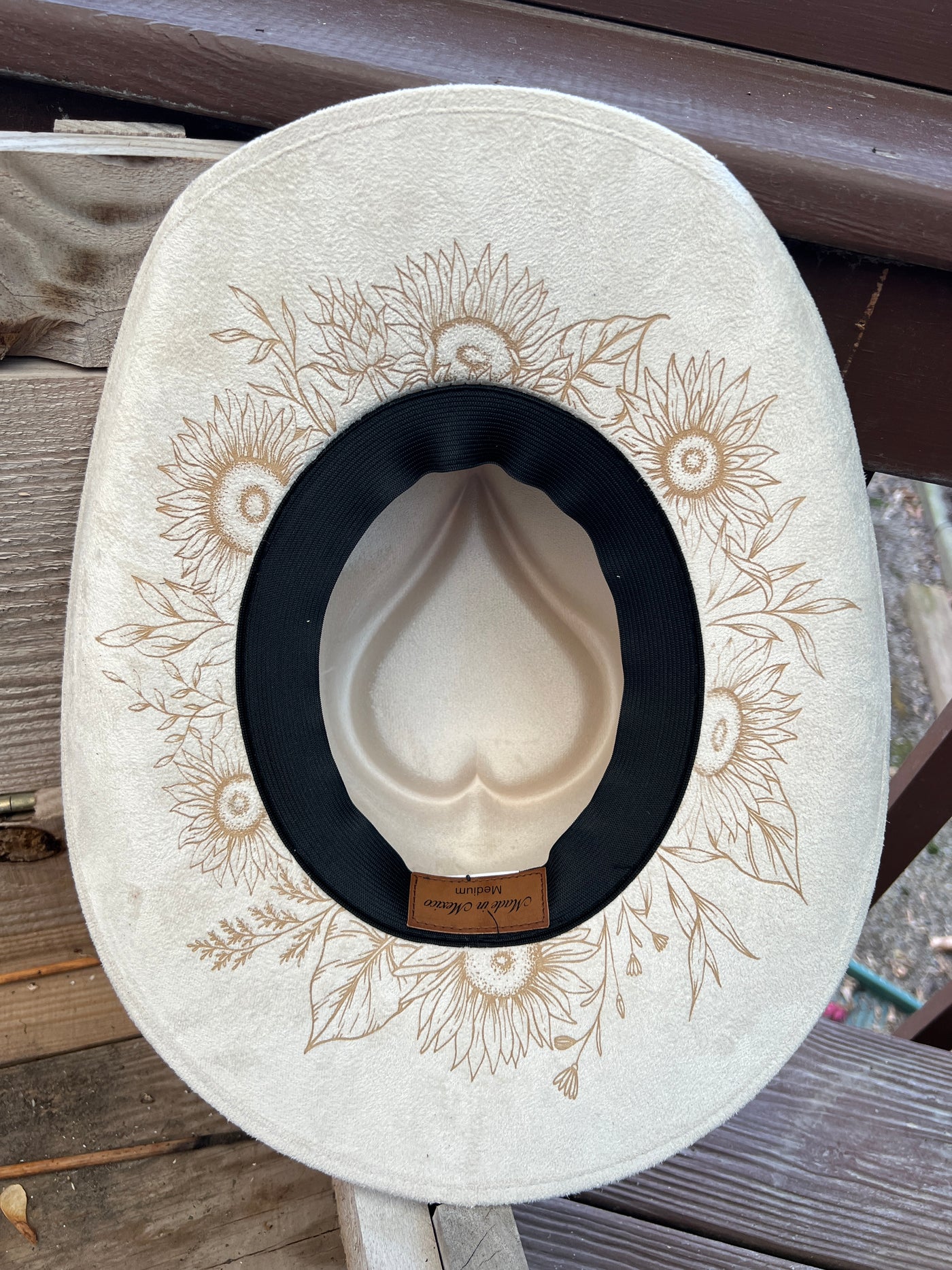 Ivory Sunflower Cowgirl Heart Hat