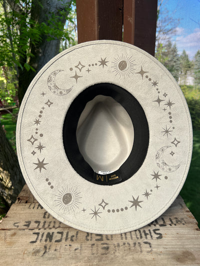 Silver rancher Hat with moon and stars