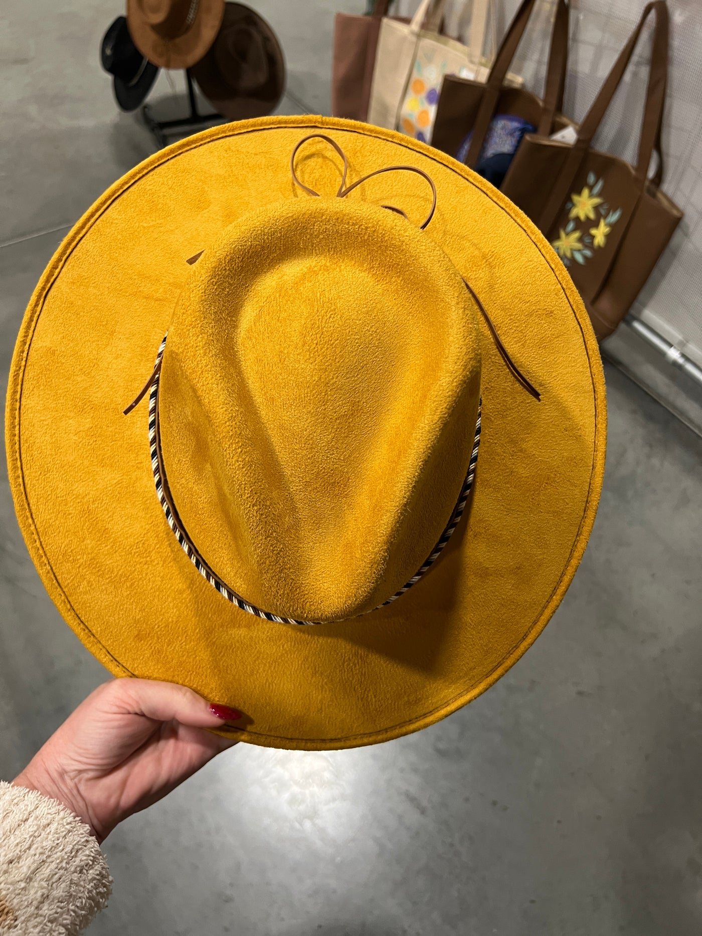 Mustard Feather Microfiber Hat