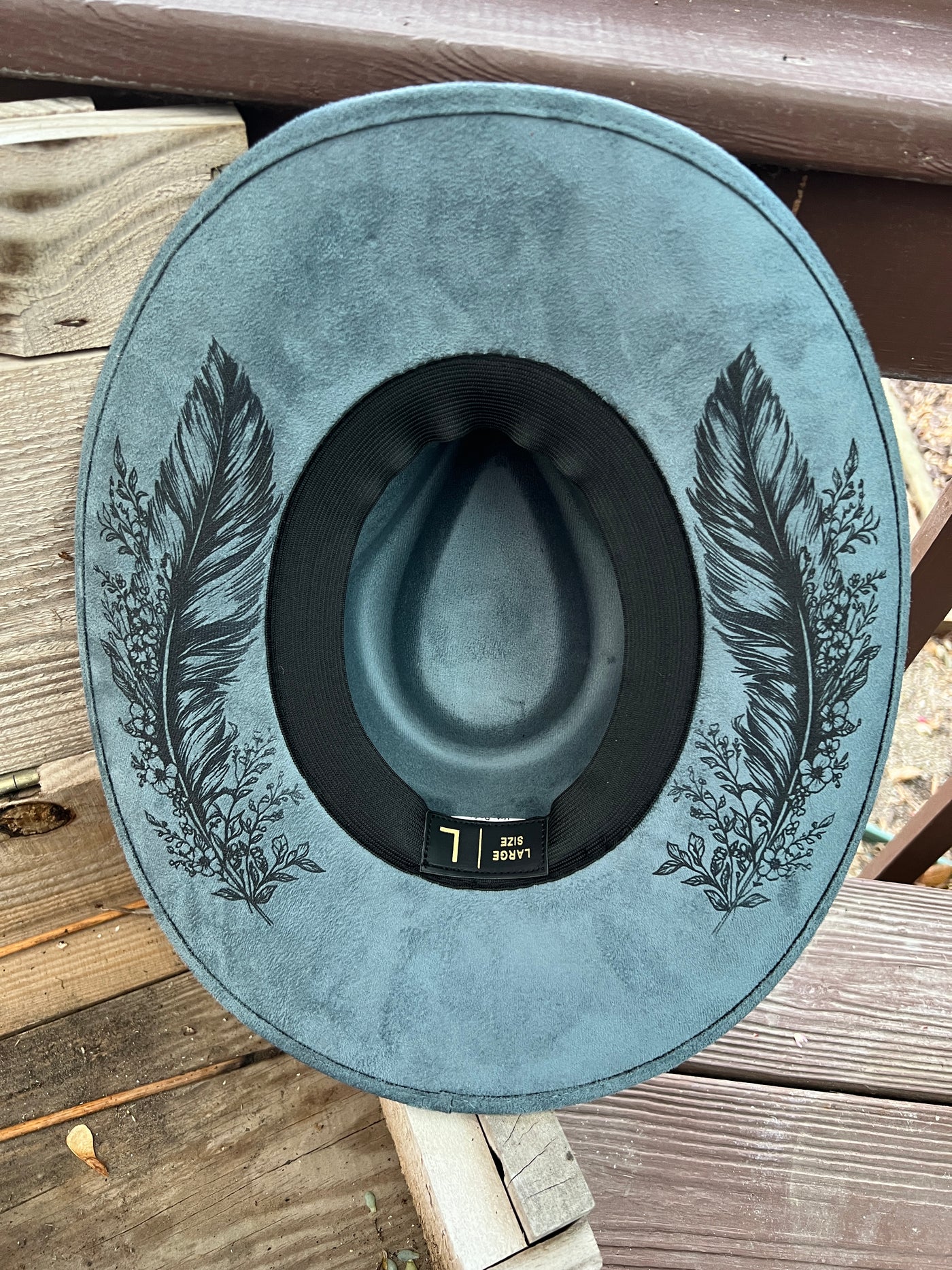 Blue Feather and Flower Cowgirl Hat