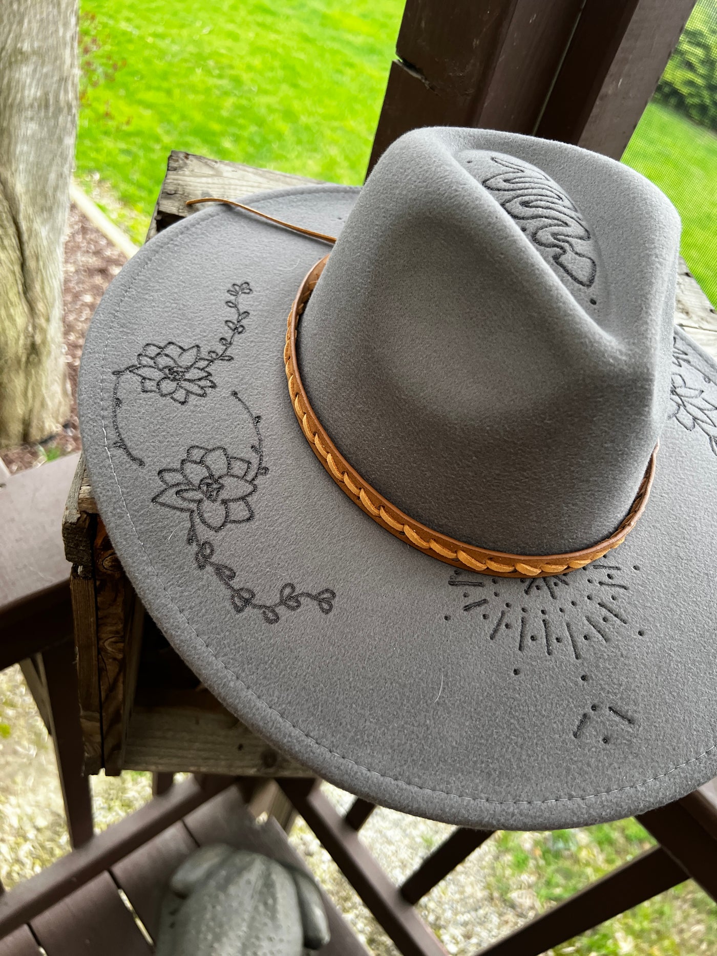 Southwest Floral Grey Felt Hat